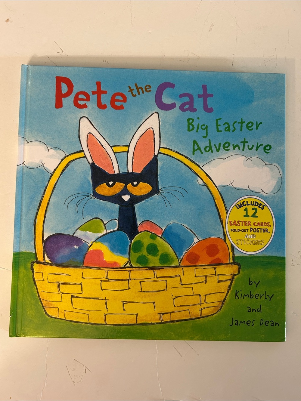 Pete the Cat Big Easter adventure hardcover book NEW with cards, poster, sticker